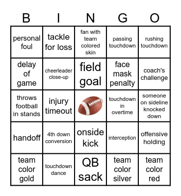 FOOTBALL Bingo Card