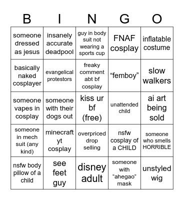 Bug Con Bingo Card