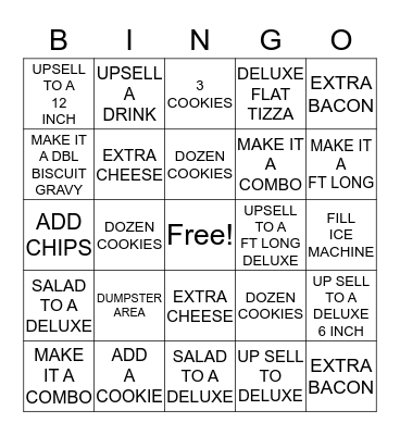 SUBWAY BINGO Card
