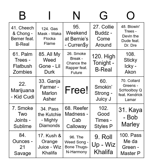 Music Bingo! Bingo Card