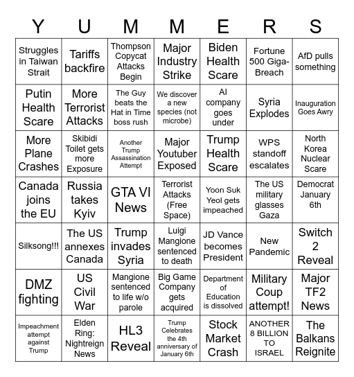 JANUARY 2025 BINGO!!! Bingo Card