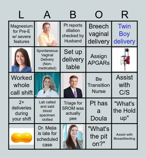 Labor & Delivery Bingo Card