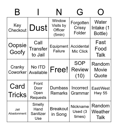 Slow Bingo Card