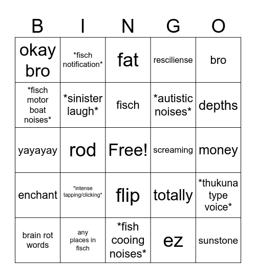 things my friends say Bingo Card