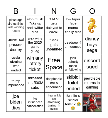 2025 BINGO CARD Bingo Card