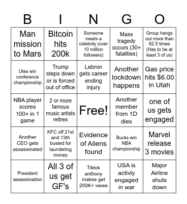 Hard bingo Sheet Bingo Card