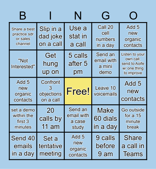 SDR Bingo Card