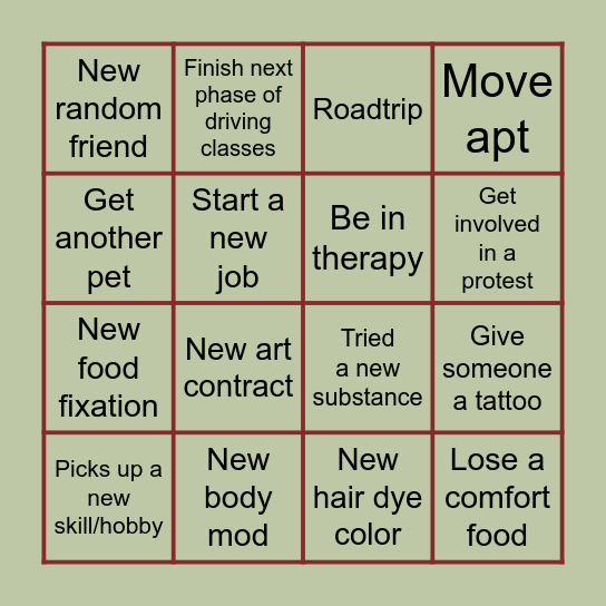 - Finn's 2025 - Bingo Card
