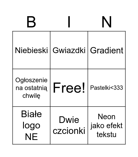 LOGA CZESI Bingo Card