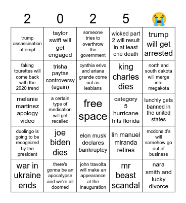 oh no Bingo Card