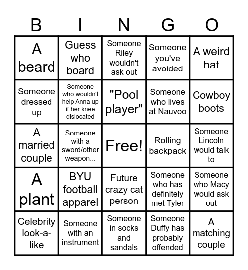 Crossroads BINGO Card