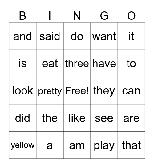 Sight Bingo-K Bingo Card