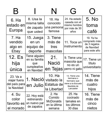 Encuentre Alguien Que… Bingo Card