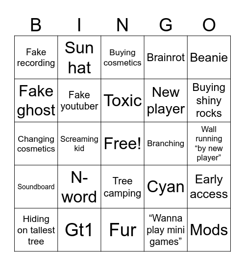 Gtag Bingo Card