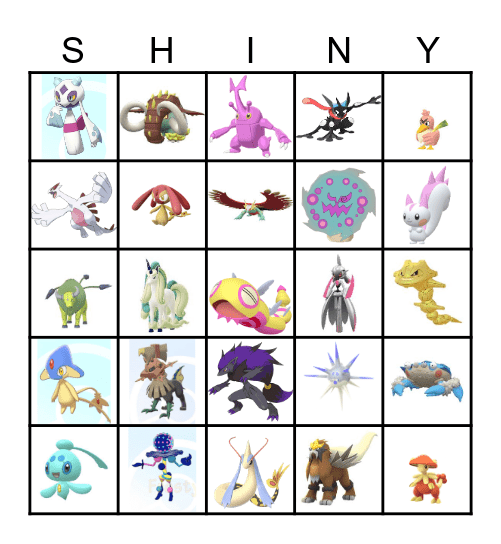 2025 Shiny Pokemon Bingo Card