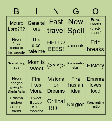 SETESSA Bingo Card