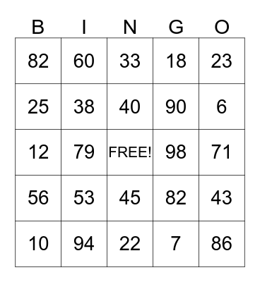 VVT Safety BINGO Card