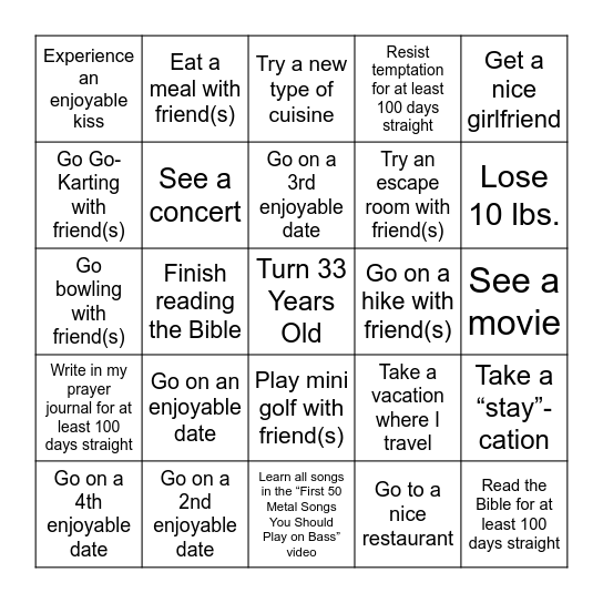 2025 Bingo Card