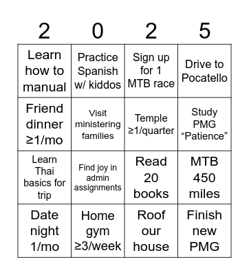 Brayden's BINGO Card
