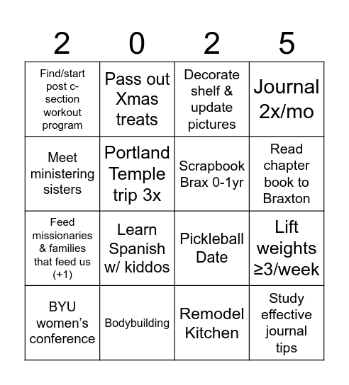 Jessica's BINGO Card