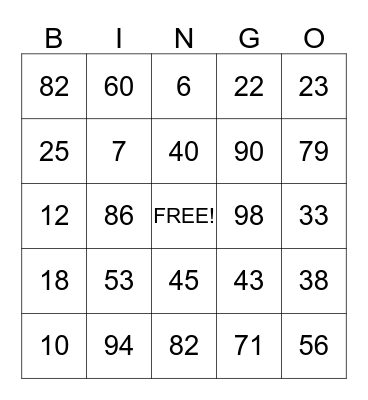 VVT Safety BINGO Card
