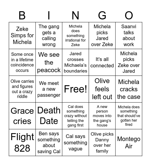 Manifest Drinking Board Bingo Card