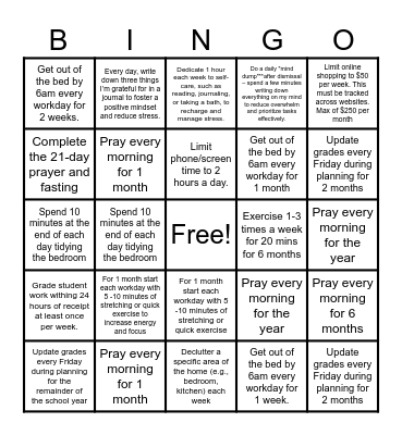 Mom's 2025 Goals BINGO Card