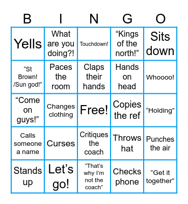 LIONS FOOTBALL BINGO Card