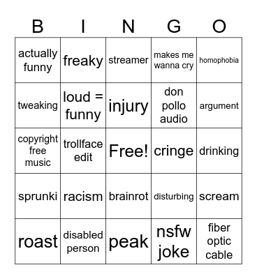 yt shorts Bingo Card