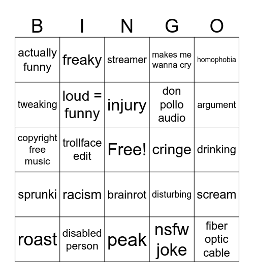yt shorts Bingo Card