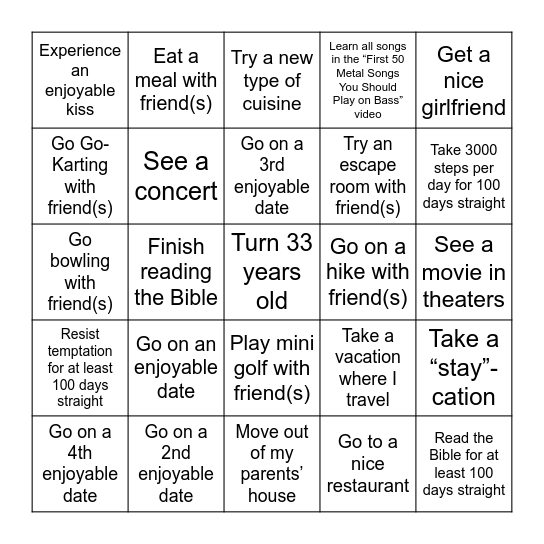 2025 Bingo Card