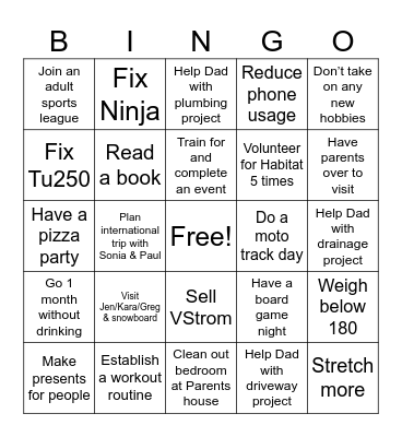 Personal 2025 Bingo Card