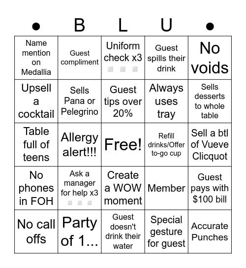 Server Bingo Card