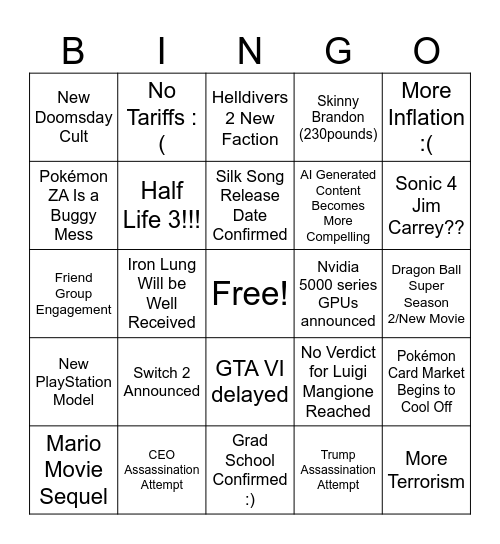 2025 Bingo Card