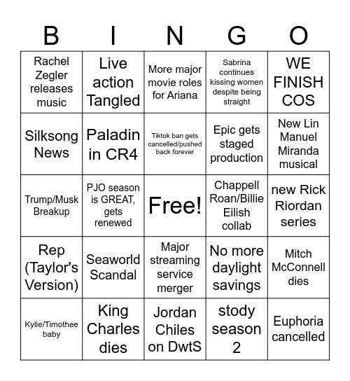 2025 Bingo Card