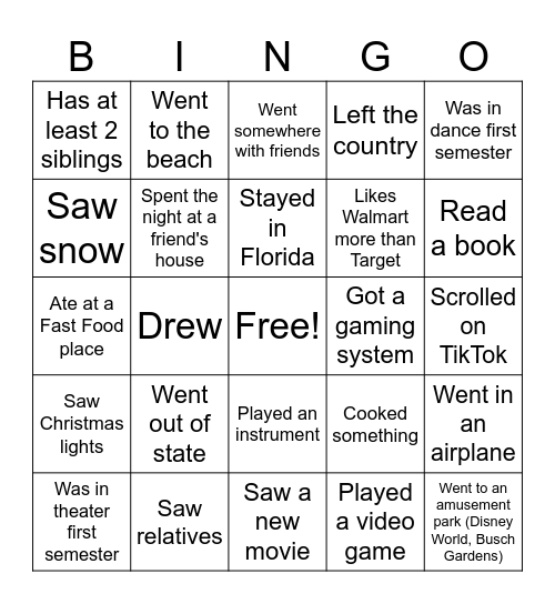 Untitled Bingo Card