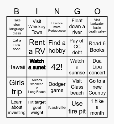 2025 Bingo Card