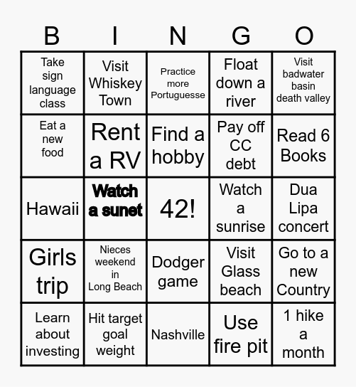 2025 Bingo Card