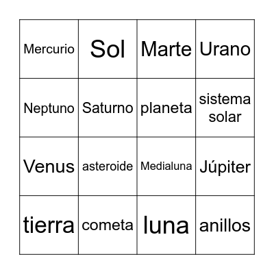 El Espacio Bingo Card