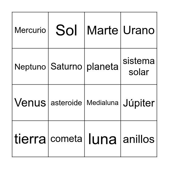 El Espacio Bingo Card