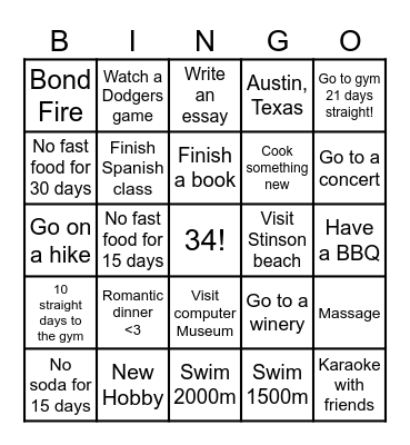 2025 Bingo Card