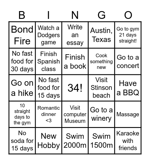 2025 Bingo Card