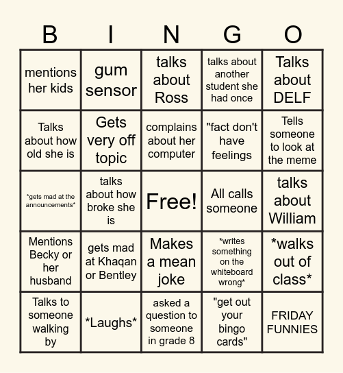 Mme Ciaravella bingo Card