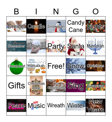 Winter Holidays Bingo Card