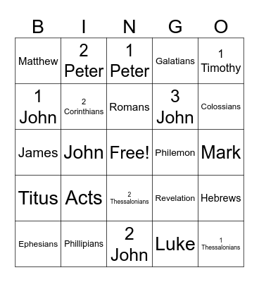 New Testament Bingo Card