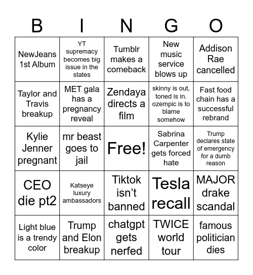 2025 Bingo Card