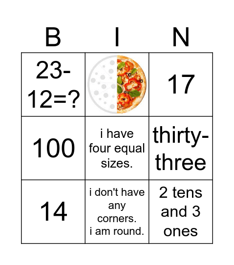Kindergarten Math Bingo Card