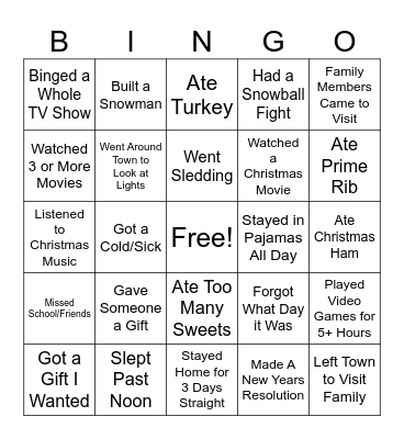 After Break Bingo Card