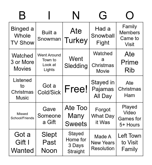 After Break Bingo Card