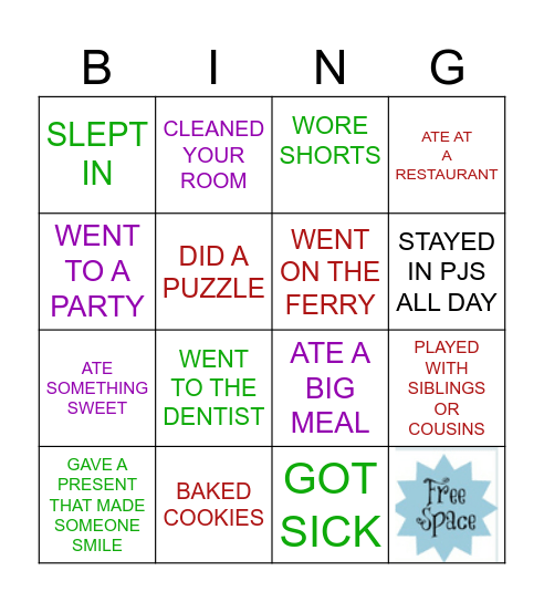 Welcome Back - Winter Break Bingo Card